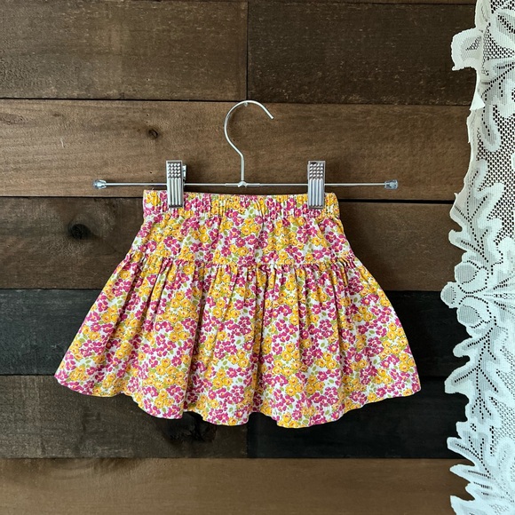90s / Y2K Pink & Yellow Baby Floral Elastic Waist Skirt Size 18M - Picture 4 of 9